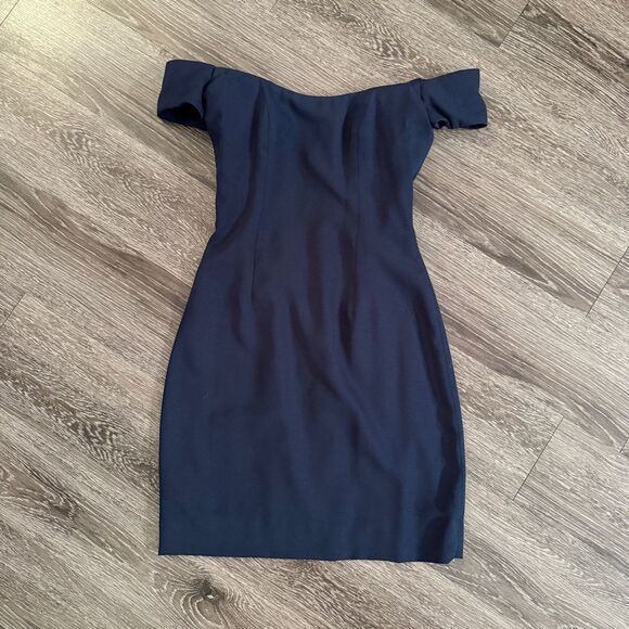Vera Wang Navy Off Shoulder Dress - Picture 6 of 6